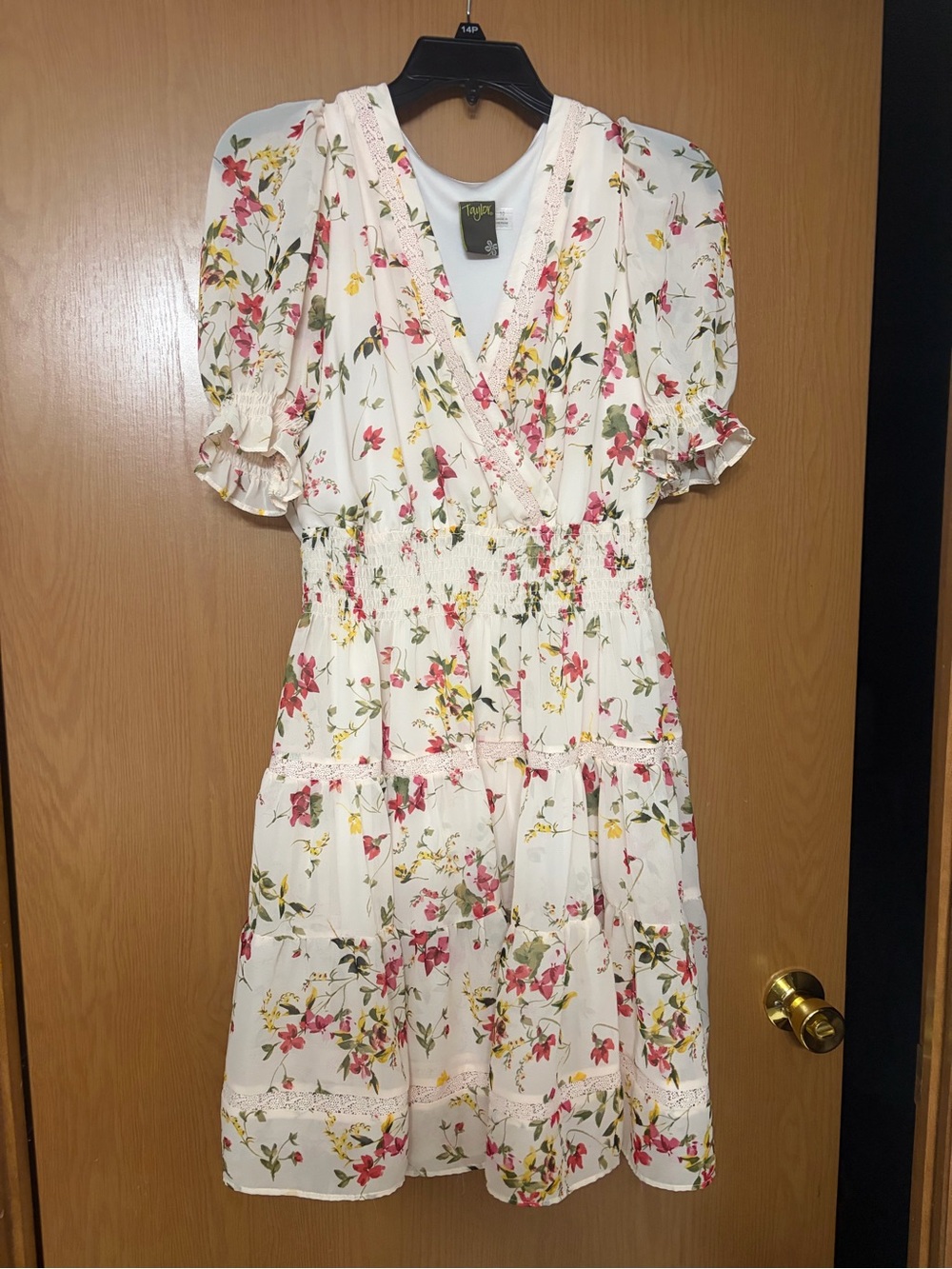 Taylor Cream Midi Dress with Pink & Yellow Floral
